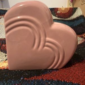 Vintage blush pink ArtMark heart Art Deco vase